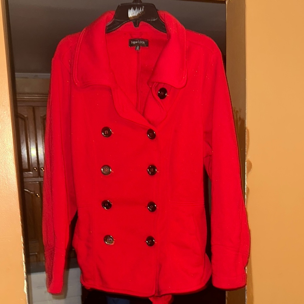 New Look Women's Red Double-Breasted Coat